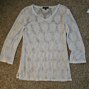 White Lace V-Neck Top